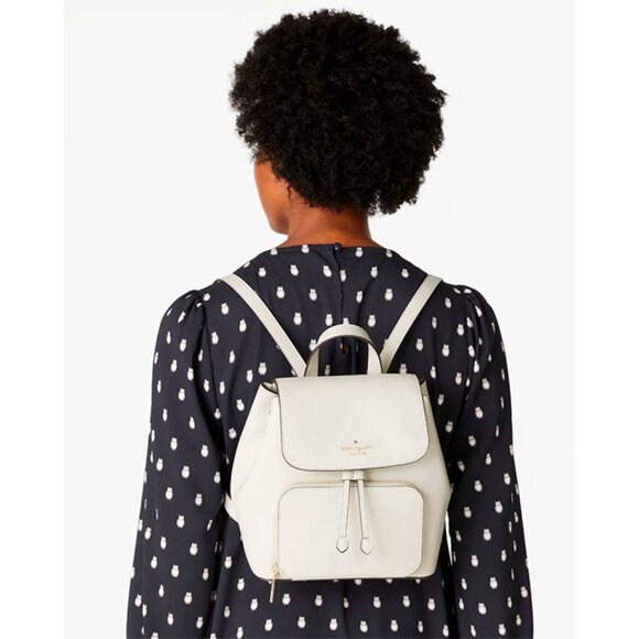 S Kate Spade Kristi Medium Flap Backpack Ivory White Leather Bag KA695 NWT $379 - Picture 1 of 8